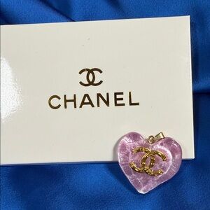 Huge gorgeous Upcycled Chanel CC purple heart pendant